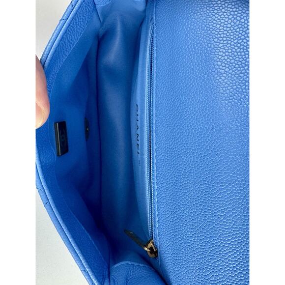 Chanel Mini Heart Chain Flap Bag Blue Caviar Leather D-7 - Picture 13 of 16